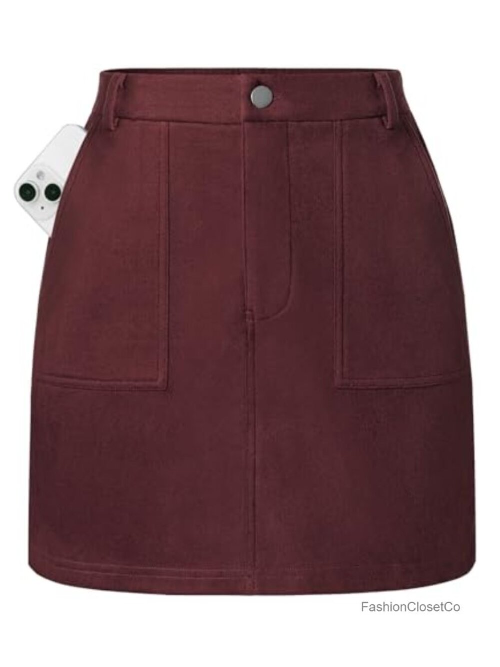 Faux Suede High Waist Mini Pencil Skirt with Pockets